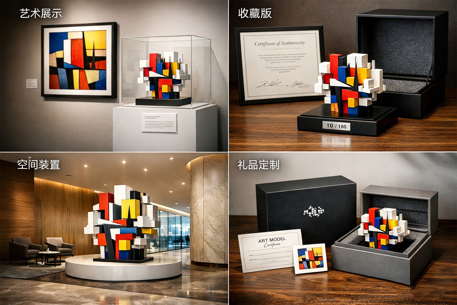 艺术展示、收藏版、空间装置、礼品定制四类应用场景