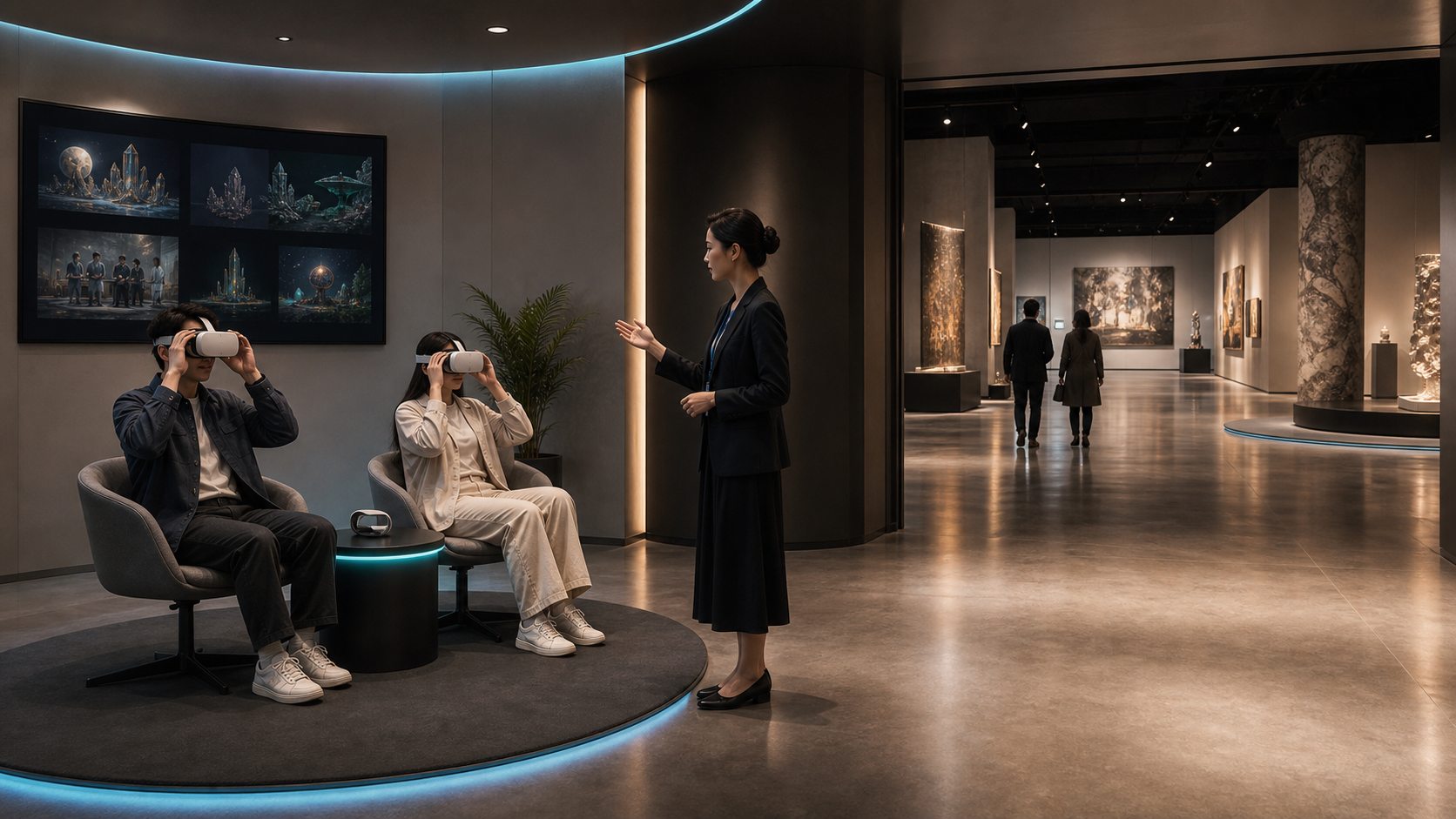 美术馆入口设置小型 VR 展前预览区